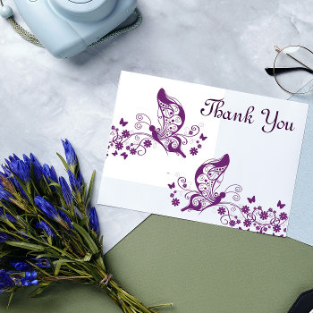 Purple Butterflies Thank You by Cardgallery at Zazzle