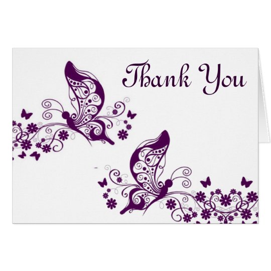 Purple Butterflies Thank You Card 