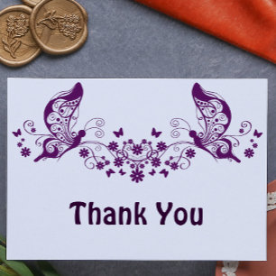 Purple Butterflies Thank You Card
