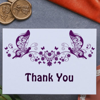 Purple Butterflies Thank You Card by Cardgallery at Zazzle
