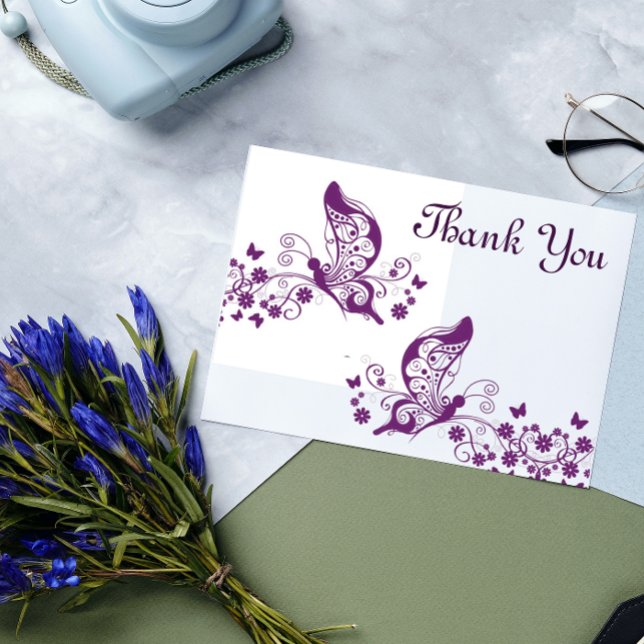 Purple butterflies thank you card (Creator Uploaded)