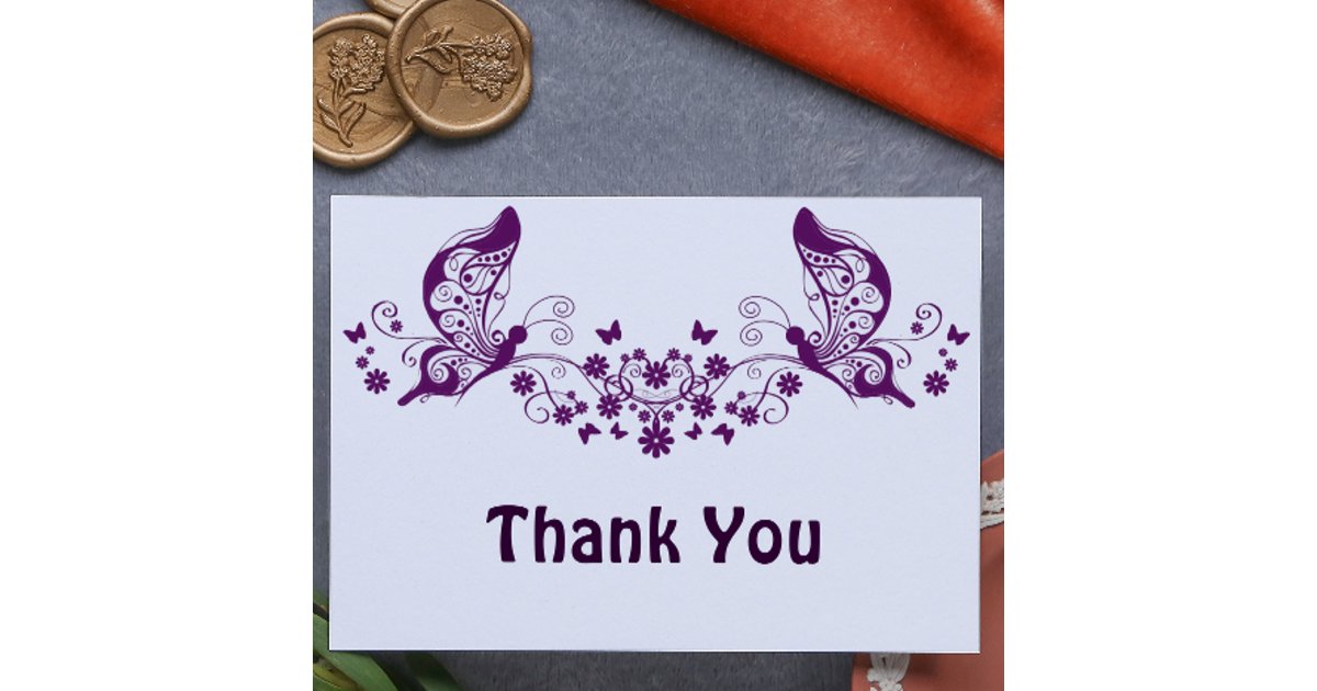 Purple Butterflies Thank You Card | Zazzle