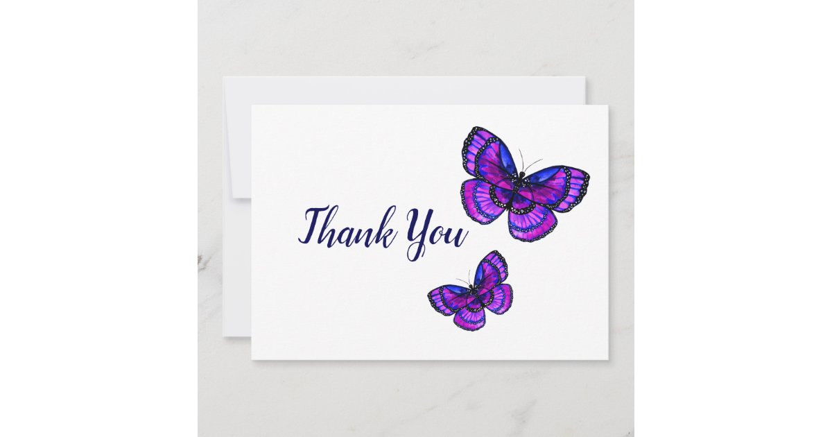 Purple Butterflies Thank You Card | Zazzle