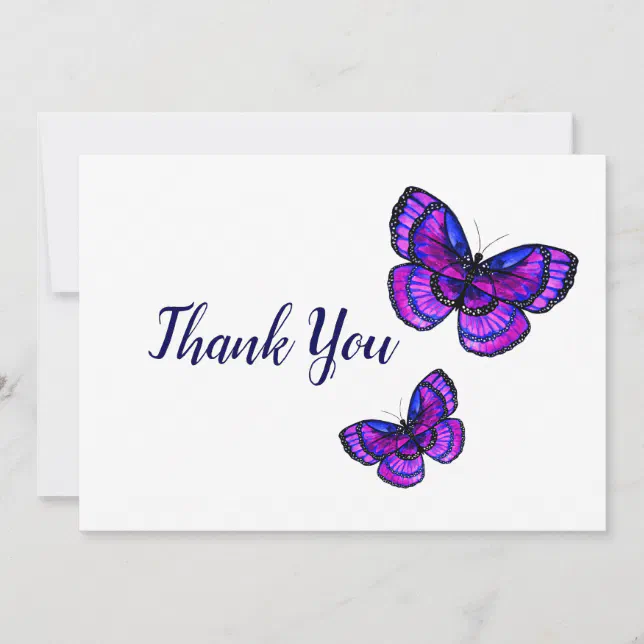 Purple Butterflies Thank You Card | Zazzle