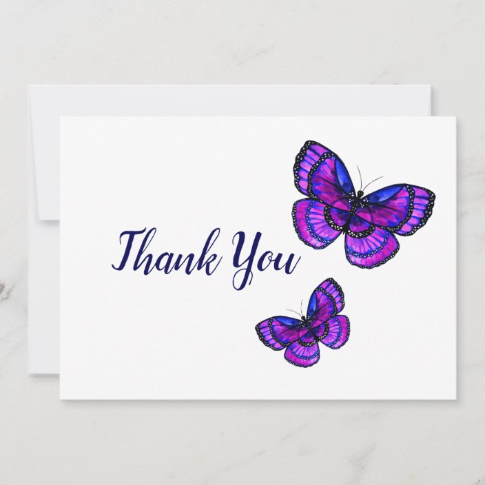 Purple Butterflies Thank You Card | Zazzle.com