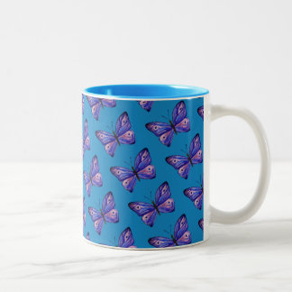 Purple Butterflies  Two-Tone Mug