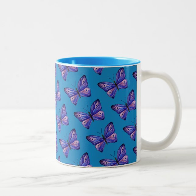 Purple Butterflies  Two-Tone Mug (Right)