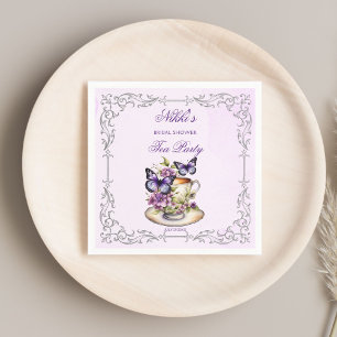 Purple butterflies Victorian bridal tea party Napkins