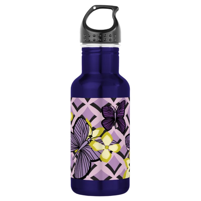 Purple Butterflies Water Bottle (Front)