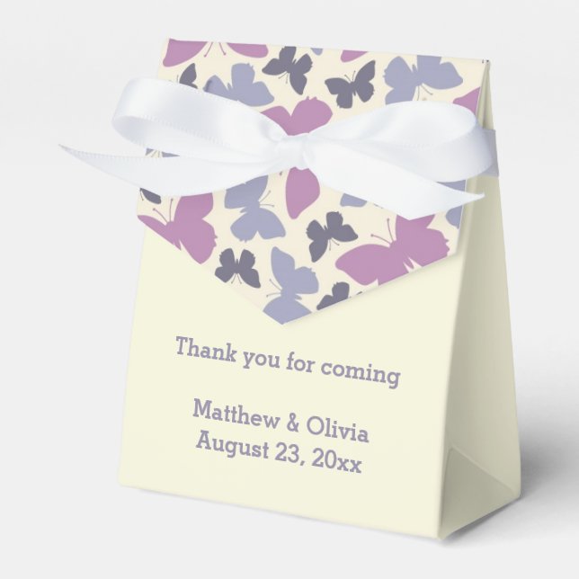 Purple Butterflies Wedding Favor Boxes (Front Side)