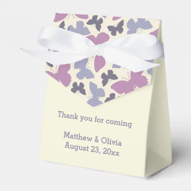 Purple Butterflies Wedding Favor Boxes Zazzle