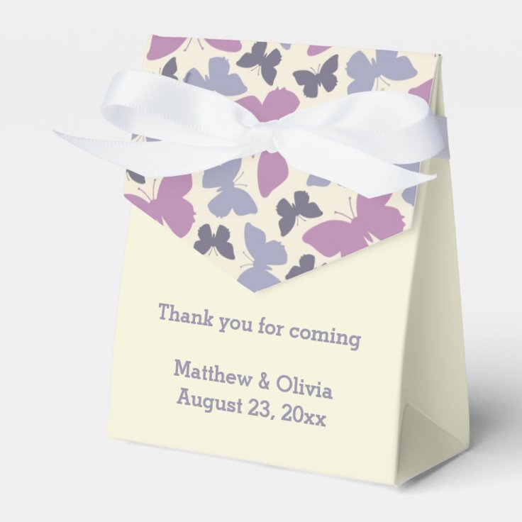 Purple Butterflies Wedding Favor Boxes Zazzle
