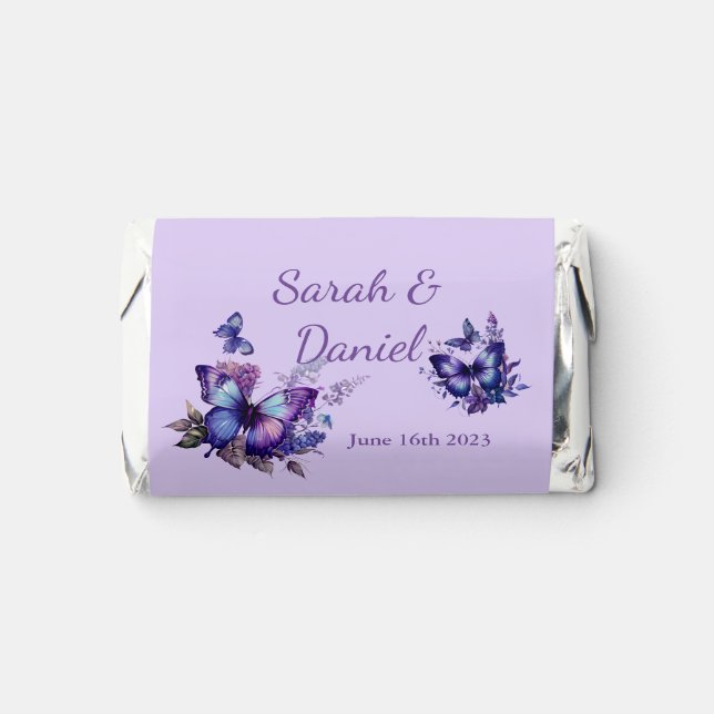 Purple Butterflies Wedding Favors Candy Bar (Front)