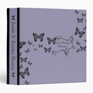 Purple Butterflies Wedding Memories Album Binder