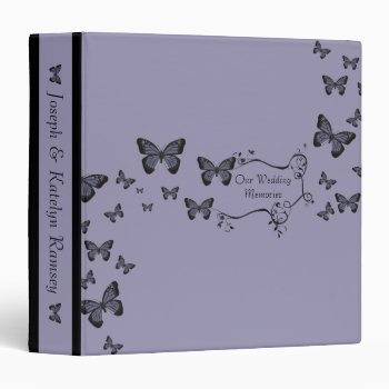 Purple Butterflies Wedding Memories Album Binder by capturedbyKC at Zazzle