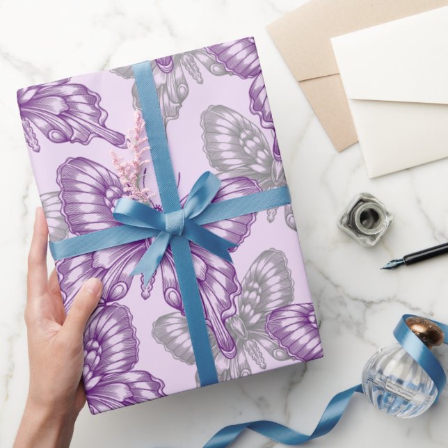 Purple Butterflies Wrapping Paper (Gifting)