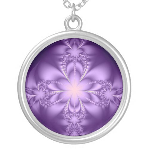 Purple butterflower silver plated necklace
