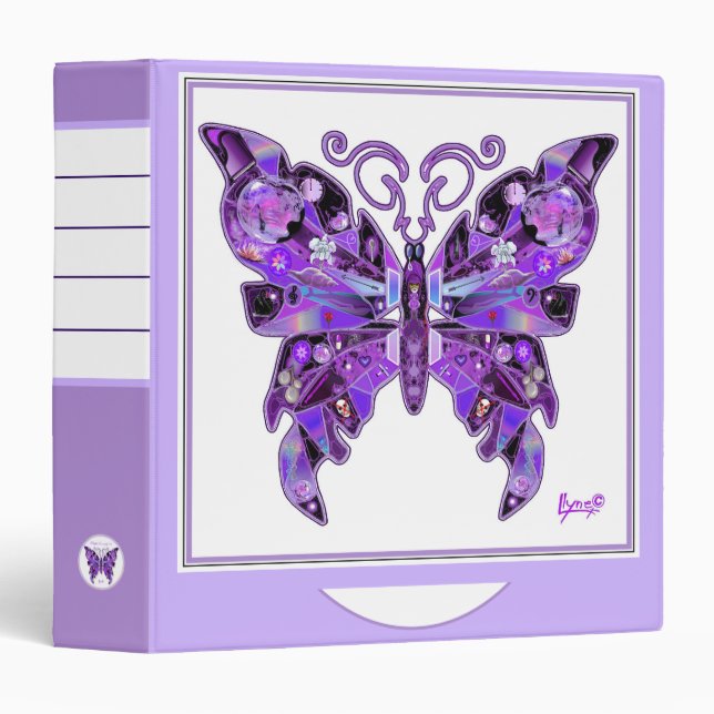 Purple Butterfly 31 3 Ring Binder (Front/Spine)