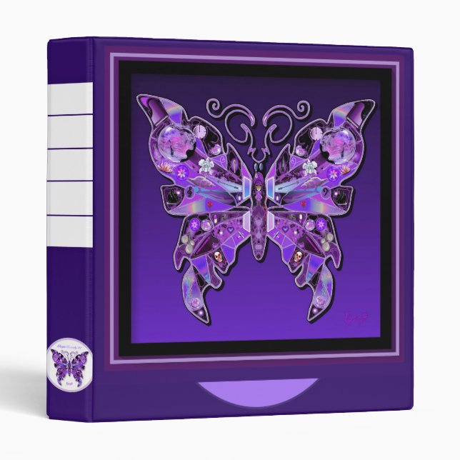 Purple Butterfly 31 3 Ring Binder (Front/Spine)