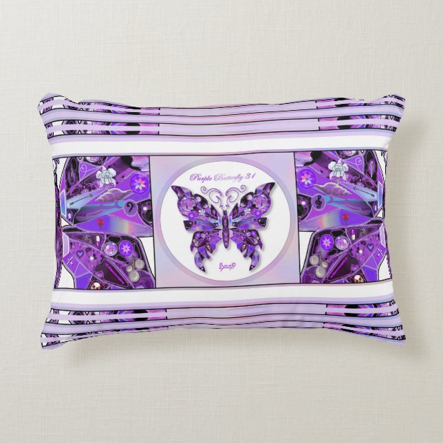 Purple Butterfly 31 Accent Pillow (Front)