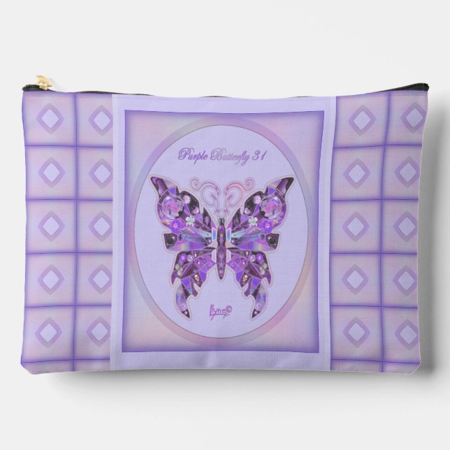 Purple Butterfly 31  Accessory Pouch (Front)