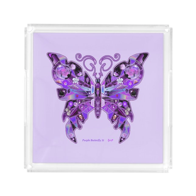 Purple Butterfly 31 Acrylic Tray (Front)