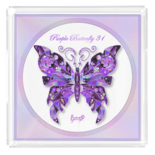 Purple Butterfly 31 Acrylic Tray