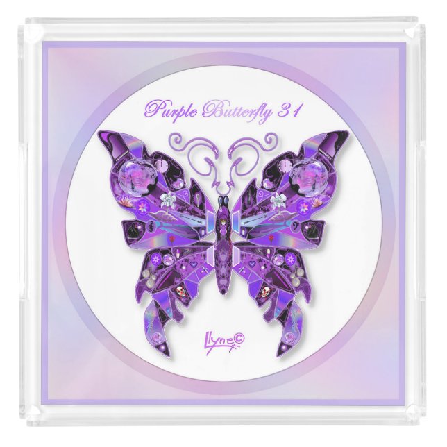 Purple Butterfly 31 Acrylic Tray (Front)