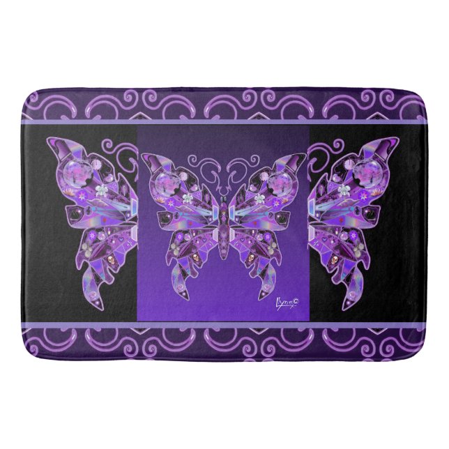 Purple Butterfly 31 Bath Mat (Front)
