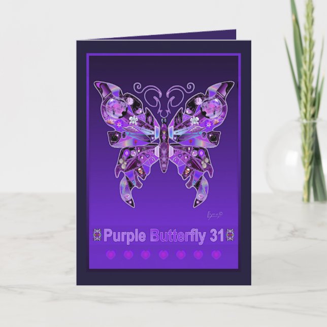 Purple Butterfly 31 birthday card (Front)
