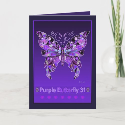 Purple Butterfly 31 birthday card