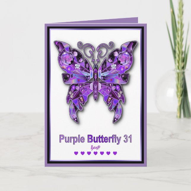Purple Butterfly 31 Birthday Card (Front)