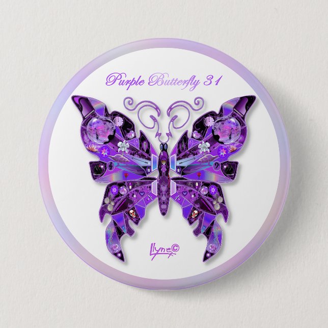 Purple Butterfly 31 Button (Front)