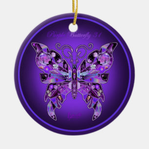 Purple Butterfly 31 Ceramic Ornament