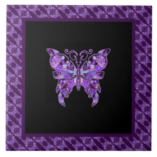 Purple Butterfly 31 Ceramic Tile