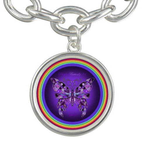 Purple Butterfly 31 Charm Bracelet