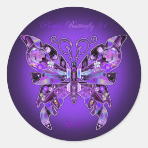 Purple Butterfly 31 Classic Round Sticker