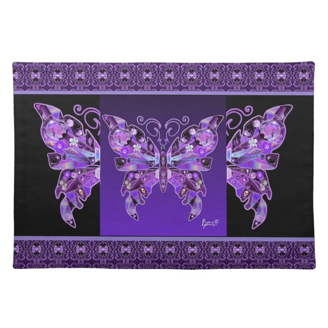 Purple Butterfly 31  Cloth Placemat (Front)