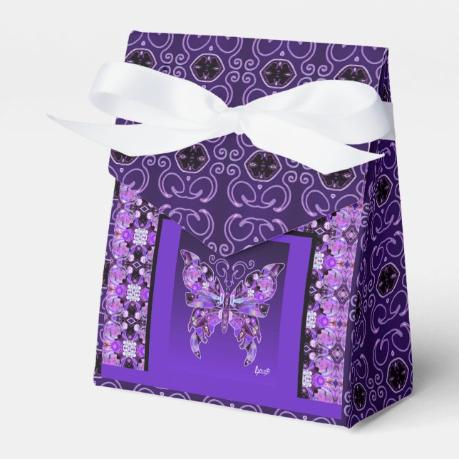 Purple Butterfly 31 Favor Boxes (Front Side)