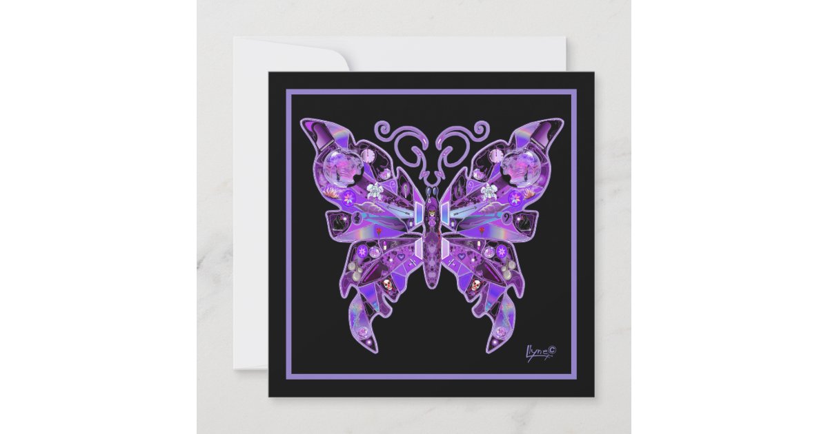 Purple Butterfly 31 Flat Greeting Card | Zazzle
