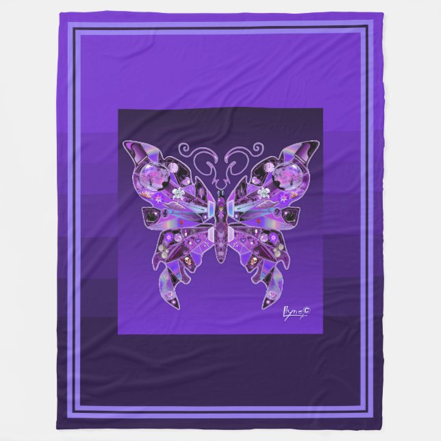 Purple Butterfly 31 Fleece Blanket (Front)