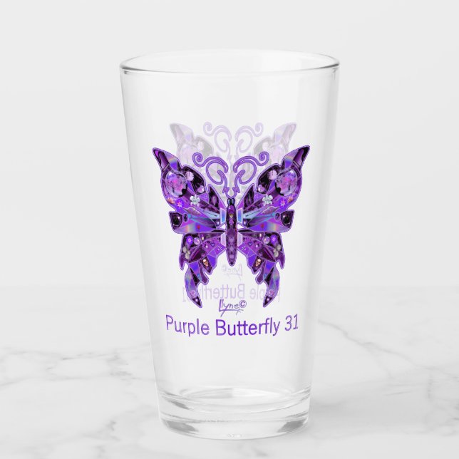 Purple Butterfly 31 Glass (Front)