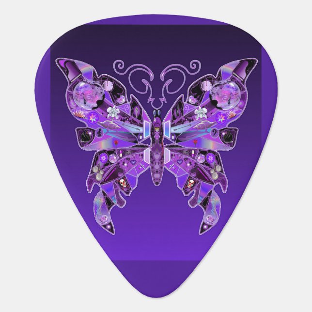 Purple Butterfly 31 Guitar Pick (Front)