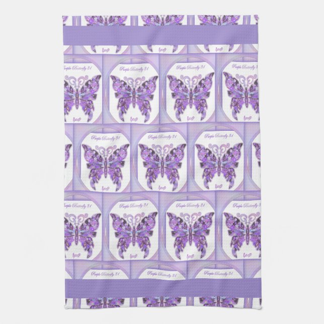 Purple Butterfly 31 kitchen towel (Vertical)