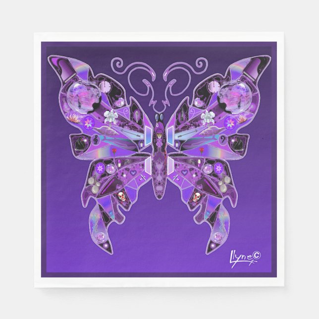 Purple Butterfly 31 Napkins (Front)