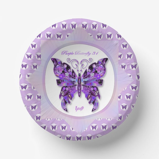 Purple Butterfly 31  Paper Bowls (Front)