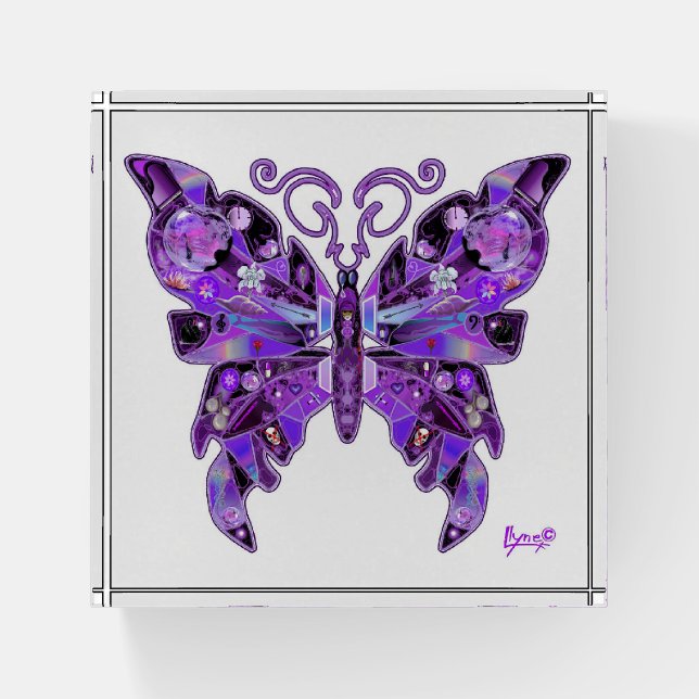 Purple Butterfly 31 Paperweight (Front)