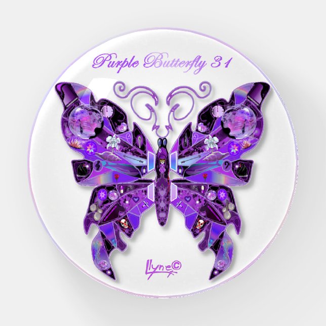 Purple Butterfly 31 Paperweight (Front)