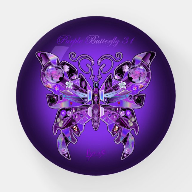 Purple Butterfly 31 Paperweight (Front)
