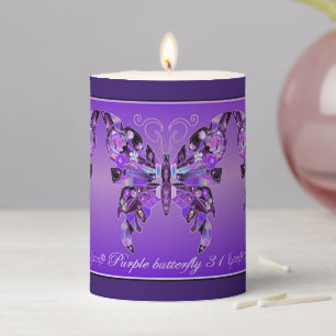 Purple Butterfly 31 Pillar Candle